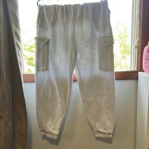 White Cargo Jogger Pants